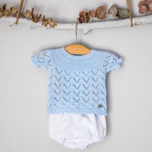 Conjunto jersey punto azul y cubrepañal