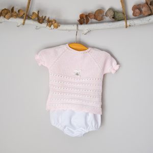 Conjunto jersey punto rosa y cubrepañal