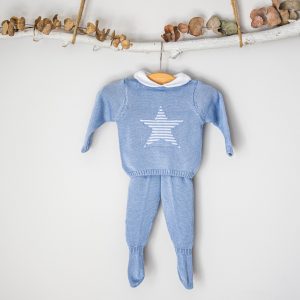 Polaina azul detalle estrella bebe