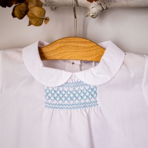camisa bebe nido de abeja azul